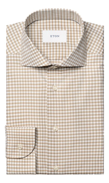 Eton Check Signature Oxford Shirt Beige