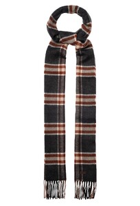 Eton Classic Plaid Check Warm Merino Wool Scarf Dark Gray