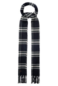 Eton Classic Plaid Check Warm Merino Wool Scarf Navy