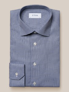 Eton Contemporary Geometric Print Fine Piqué Overhemd Dark Navy
