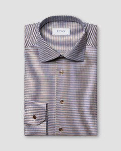 Eton Contemporary Houndstooth Signature Twill Shirt Mid Brown