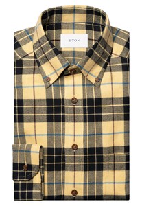 Eton Cotton Flanel Button-Down Check Pattern Overhemd Geel