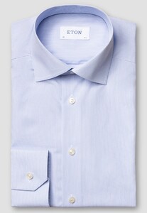 Eton Cotton Signature Poplin Allover Fine Stripe Overhemd Licht Blauw