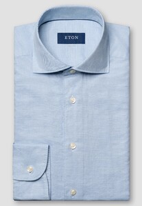 Eton Cotton Silk Fine Twill Overhemd Licht Blauw