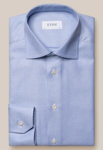 Eton Cotton Tencel Stretch Rich Texture Diagonal Twill Overhemd Licht Blauw