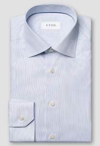 Eton Cotton Twill Fine Stripe Overhemd Donker Blauw