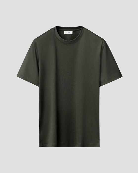 Eton Crew Neck Filo di Scozia Jersey Cotton T-Shirt Donker Groen