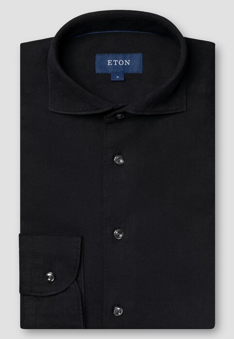 Eton Denim Twill Garment Washed Overhemd Zwart