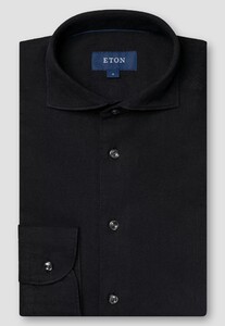 Eton Denim Twill Garment Washed Shirt Black