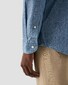 Eton Denim Twill Mélange Effect Wide Spread Collar Overhemd Licht Blauw