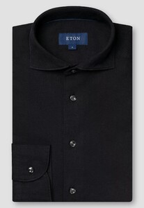 Eton Denim Twill Subtle Mélange Effect Garment Washed Shirt Black