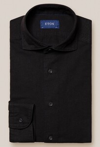 Eton Denim Twill Uni Wide Spread Overhemd Zwart