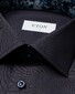 Eton Diagonal Texture Signature Twill Subtle Floral Contrast Details Overhemd Dark Navy