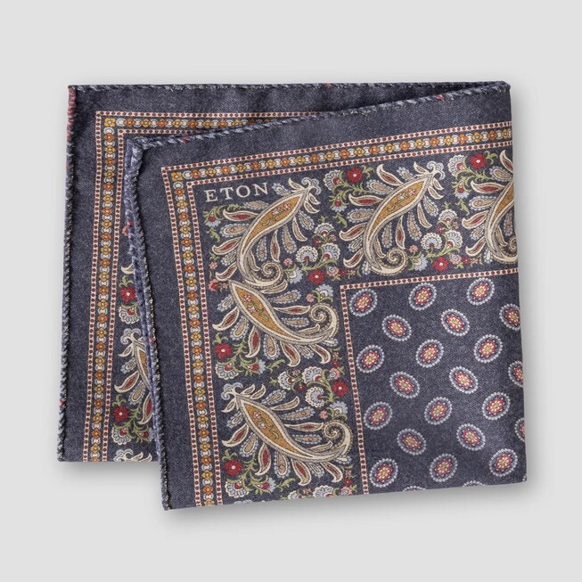 Eton Double-Face Fantasy Pochet Blauw