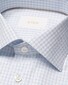Eton Duo Stripe Check Pattern Luxury Organic Supima 120 Piqué Overhemd Licht Blauw