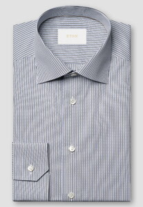 Eton Duo Stripe Luxury Supima 120 Overhemd Donker Blauw