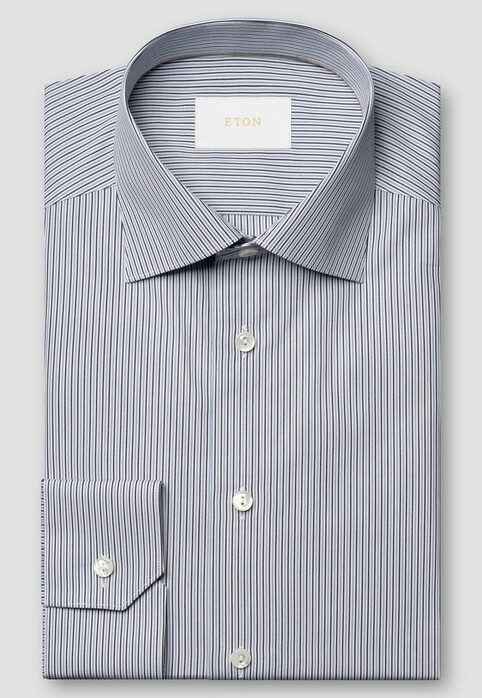 Eton Duo Stripe Luxury Supima 120 Overhemd Donker Blauw