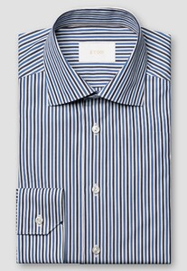 Eton Duo Stripe Pattern Luxury Organic Supima Cotton 120 Poplin Overhemd Donker Blauw