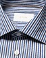 Eton Duo Stripe Pattern Luxury Organic Supima Cotton 120 Poplin Overhemd Donker Blauw