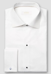 Eton Elevated Organic Supima 120 Cotton Twill Uni Color French Cuffs Overhemd Wit