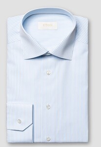 Eton Elevated Poplin Bengal Striped Organic Supima Cotton Overhemd Licht Blauw