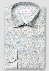 Eton Fantasy Paisley Cotton Tencel Overhemd Groen-Multi