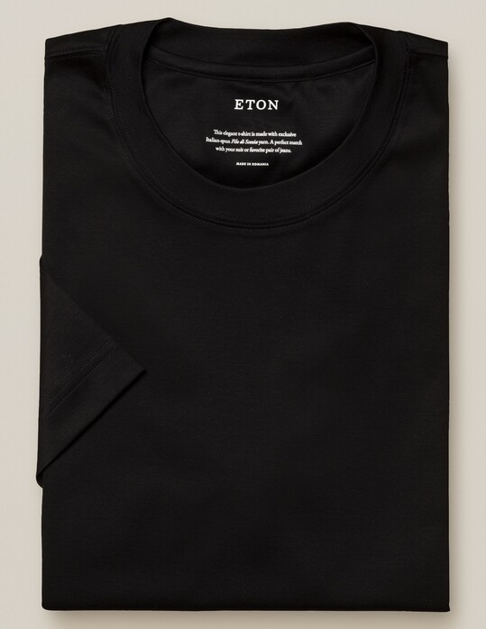 Eton Filo di Scozia Jersey T-Shirt Black Melange Dark