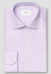 Eton Fine Check Cotton Signature Twill Overhemd Licht Paars
