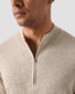 Eton Fine Knit Cotton Cashmere Soft Touch Quarter Zip Trui Beige