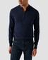 Eton Fine Knit Cotton Cashmere Soft Touch Quarter Zip Trui Navy