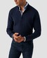 Eton Fine Knit Cotton Cashmere Soft Touch Quarter Zip Trui Navy
