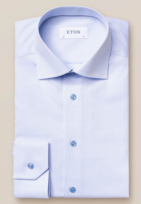 Eton Fine Melange Twill Overhemd Licht Blauw