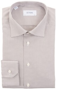 Eton Fine Plaid Pattern Contemporary Shirt Brown