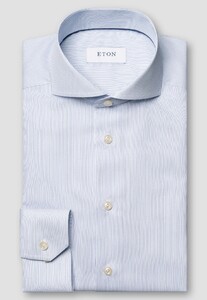 Eton Fine Stripe Cotton Twill Overhemd Donker Blauw