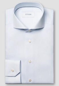 Eton Fine Stripe Cotton Twill Overhemd Licht Blauw