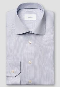 Eton Fine Striped Signature Twill Overhemd Donker Blauw