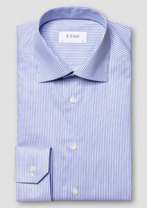 Eton Fine Twill Allover Stripe Extra Long Staple Cotton Overhemd Blauw