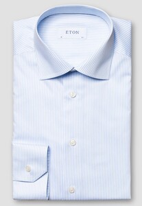 Eton Fine Twill Allover Stripe Extra Long Staple Cotton Overhemd Licht Blauw