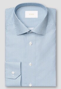 Eton Fine Twill Micro Olive Pattern Mother of Pearl Buttons Overhemd Licht Blauw
