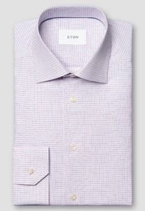 Eton Fine Twill Mini Duo Check Overhemd Roze