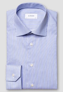 Eton Fine Twill Stripe Extra Long Staple Cotton Overhemd Blauw