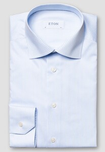 Eton Fine Twill Stripe Extra Long Staple Cotton Overhemd Licht Blauw