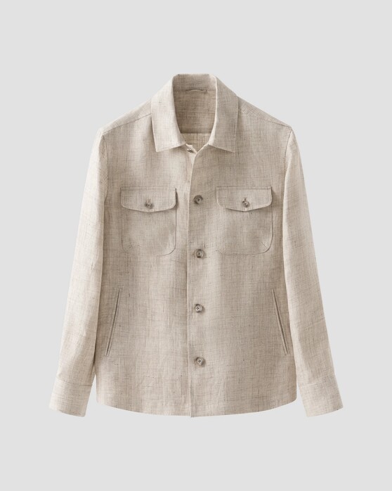 Eton Four Pocket Robust Relaxed Linnen Overshirt Beige