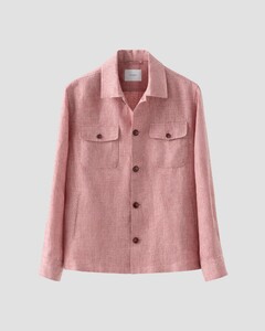 Eton Four Pocket Robust Relaxed Linnen Overshirt Roze