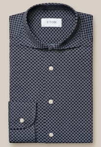 Eton Four-Way Stretch Micro Fantasy Floral Pattern Overhemd Navy