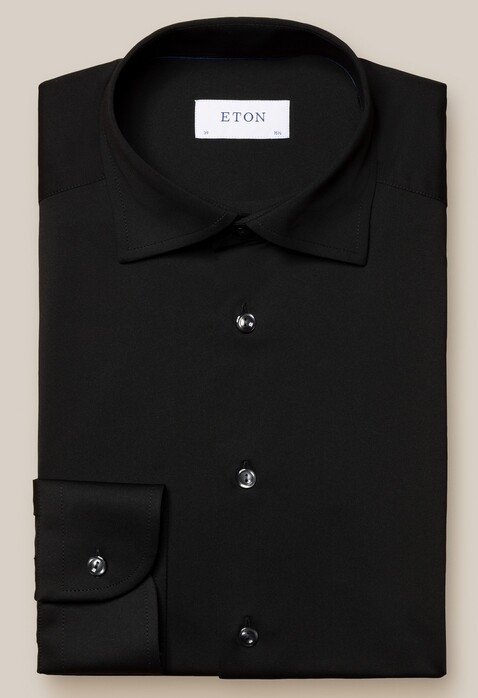 Eton Four-Way Stretch Uni Overhemd Zwart