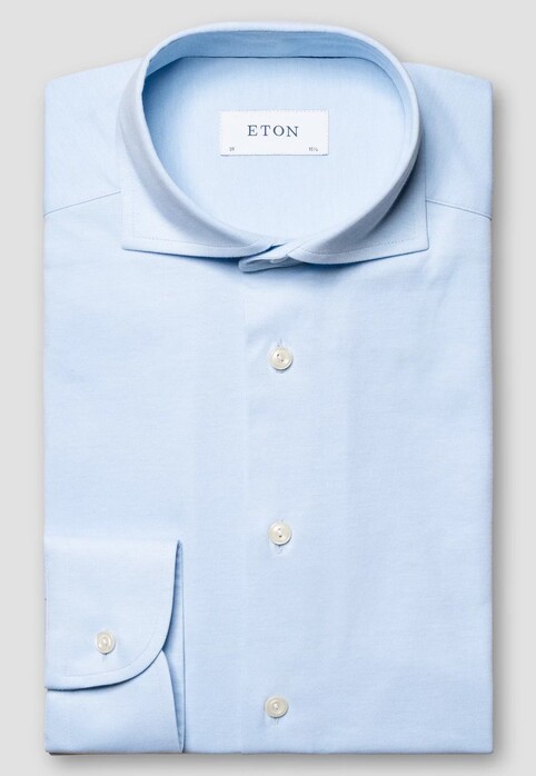 Eton Four-Way Stretch Uni Wide-Spread Collar Overhemd Licht Blauw
