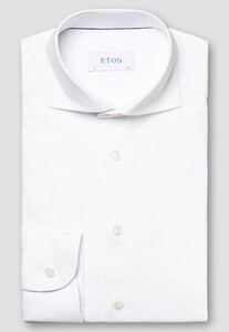 Eton Four-Way Stretch Uni Wide-Spread Collar Overhemd Wit