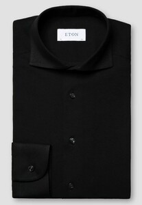 Eton Four-Way Stretch Uni Wide-Spread Collar Shirt Black