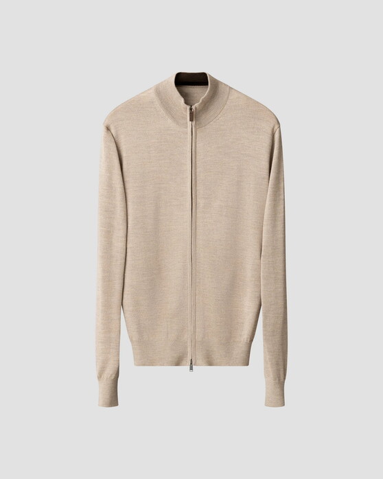 Eton Full Zip Knit Merino Extrafine Vest Beige
